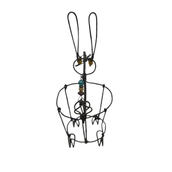 Vintage Crafted Beaded Wire‎ Art Minimalist Animal Sculpture Vase Candle Holder main image 7